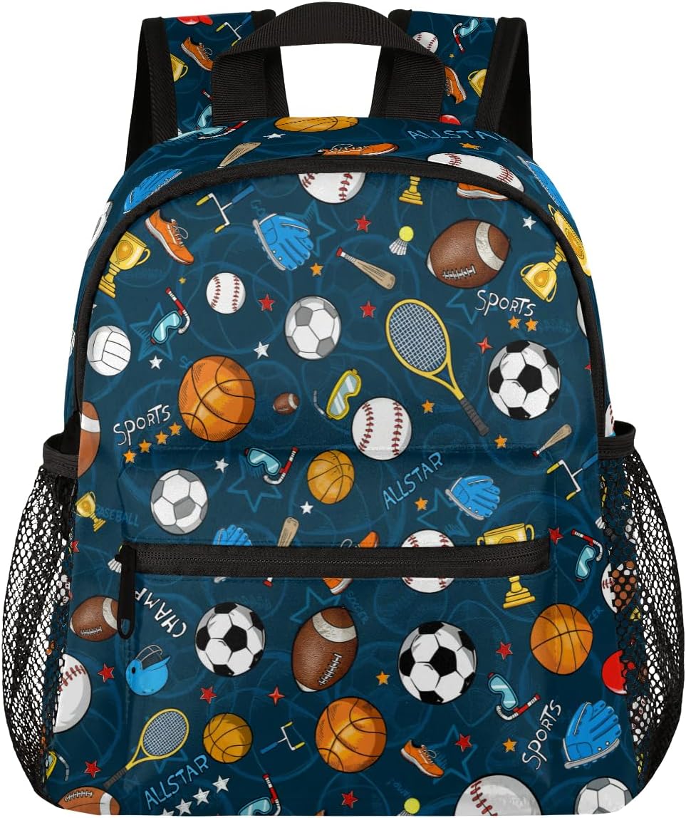OSAM SPACE Sports Ball Backpack for Boy Basketball Football Small Backpack 12 Inche for Kids,Toddler Backpack with Chest Strap