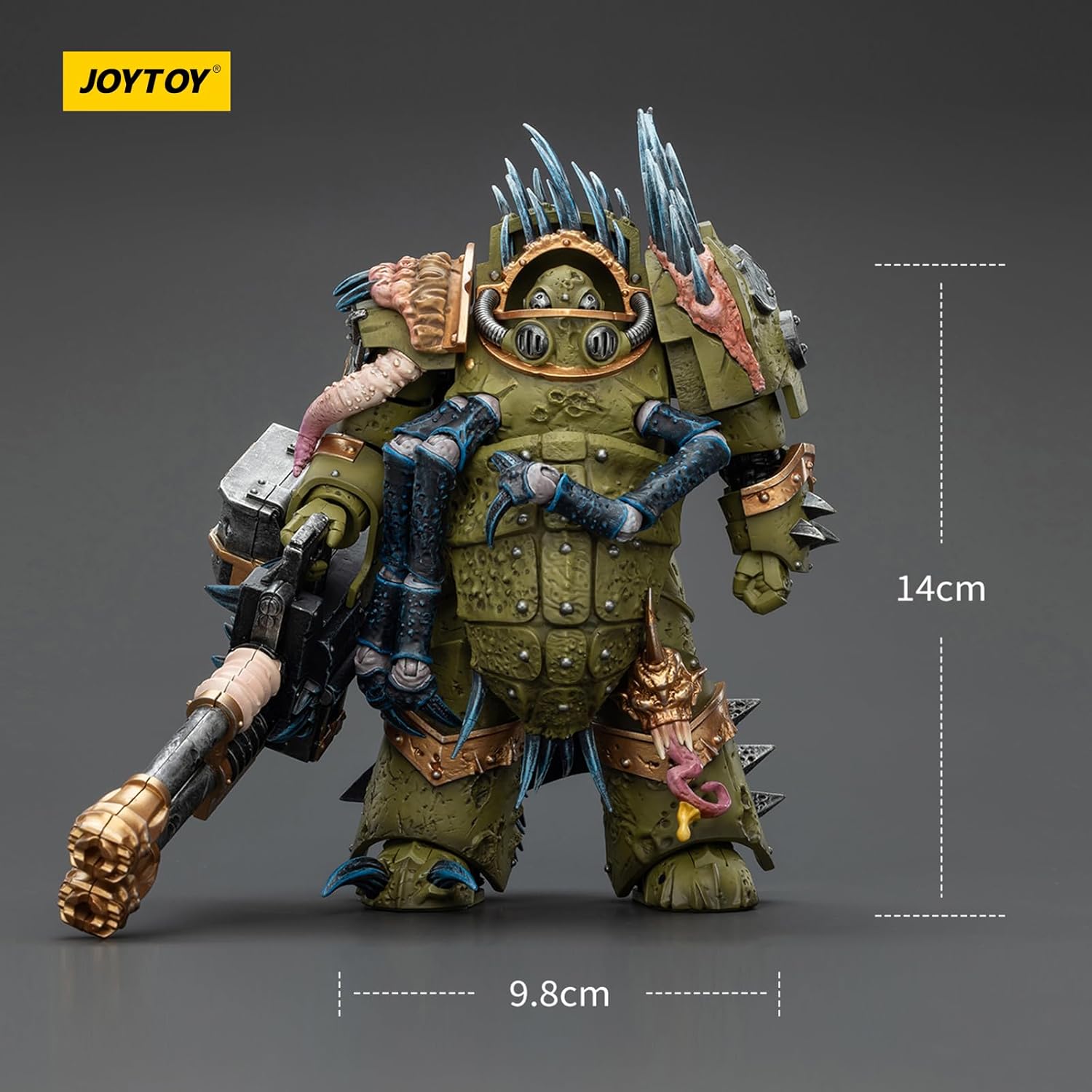 JOYTOY Warhammer 40k Death Guard Blightlord Terminator 1 with Reaper Autocannon and Bubotic Blades 1/18 Action Figure Collect and Display Model