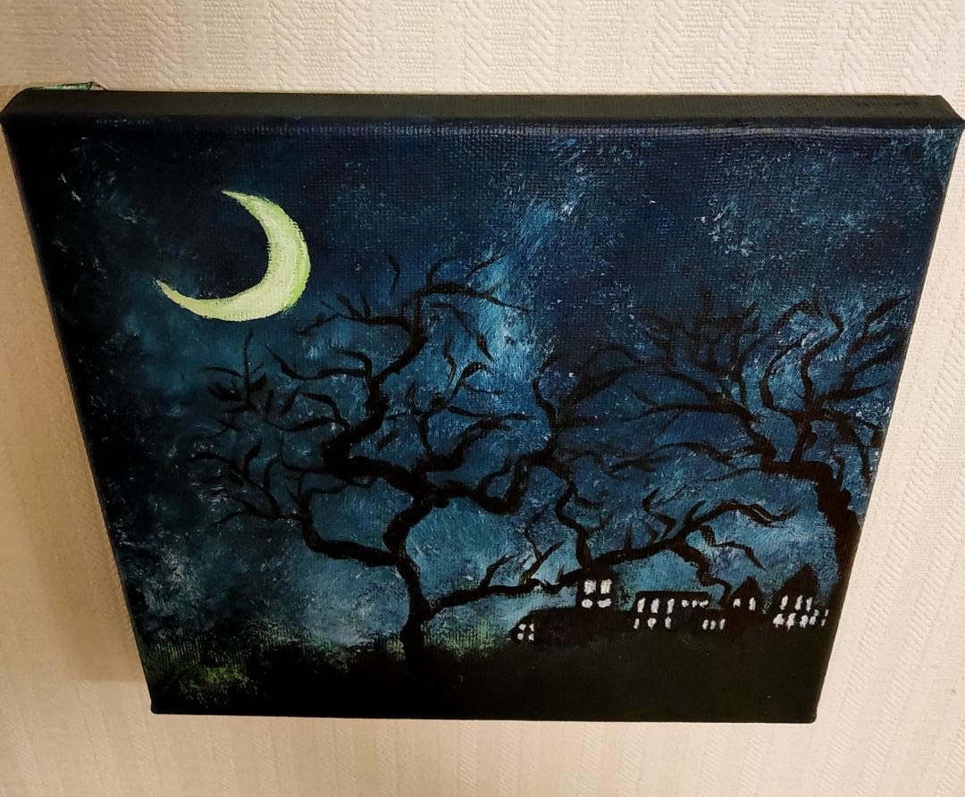 Amazon.co.jp: 作品名 冷たい三日月 アクリル画 インテリア アート