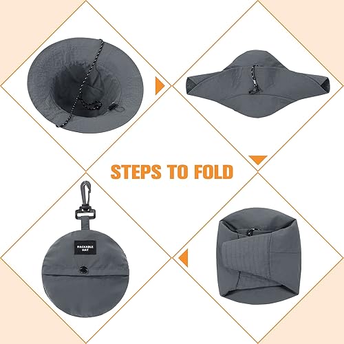 Miniatura 2 de Sombrero de pescador para mujeres y hombres, impermeable, de ala ancha, plegable, Boonie, safari, pesca, senderismo, playa, sombreros
