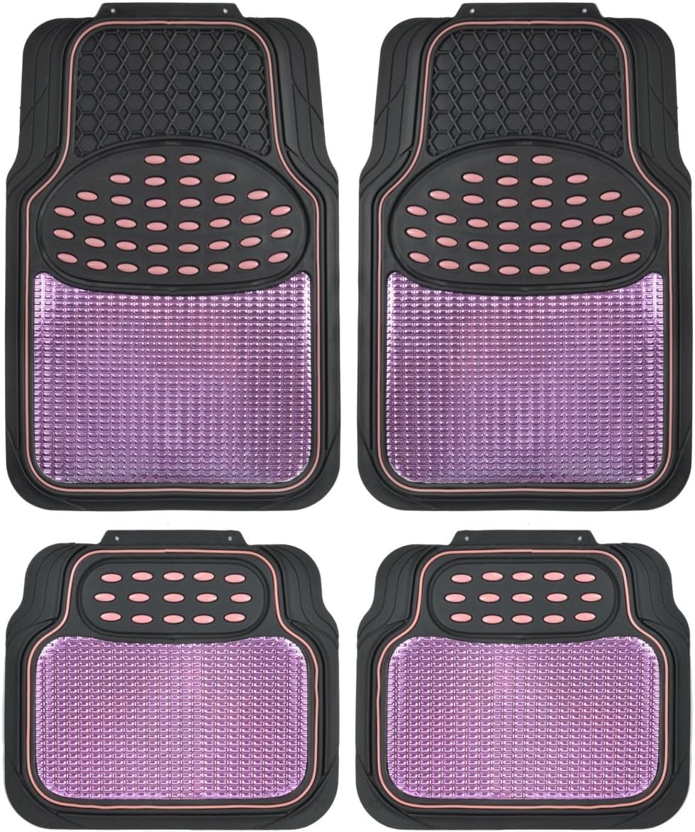 BDK 2 Tone Black & Blue Floor Mats for Cars - Metallic Top Finish Car Mats for Women & Men - Heavy Duty Blue Car Accessories for SUV - Anit Slip All Weather Cute Mats for Cars, SUV, & Van