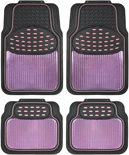 Miniatura 8 de Tapetes de caucho metálicos BDK para automóvil, SUV y camión - Protección resistente semiajustable de 2 colores, Azul