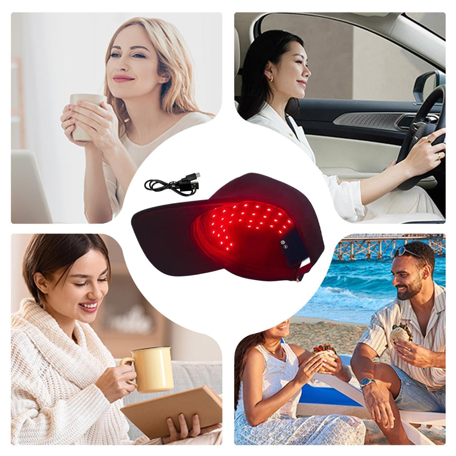Cappello per la crescita dei capelli, 450 nm/660 nm, dispositivo lenitivo a LED, per la crescita dei capelli, per il cuoio capelluto, uso quotidiano, libero, donne, uomini, casa, viaggi