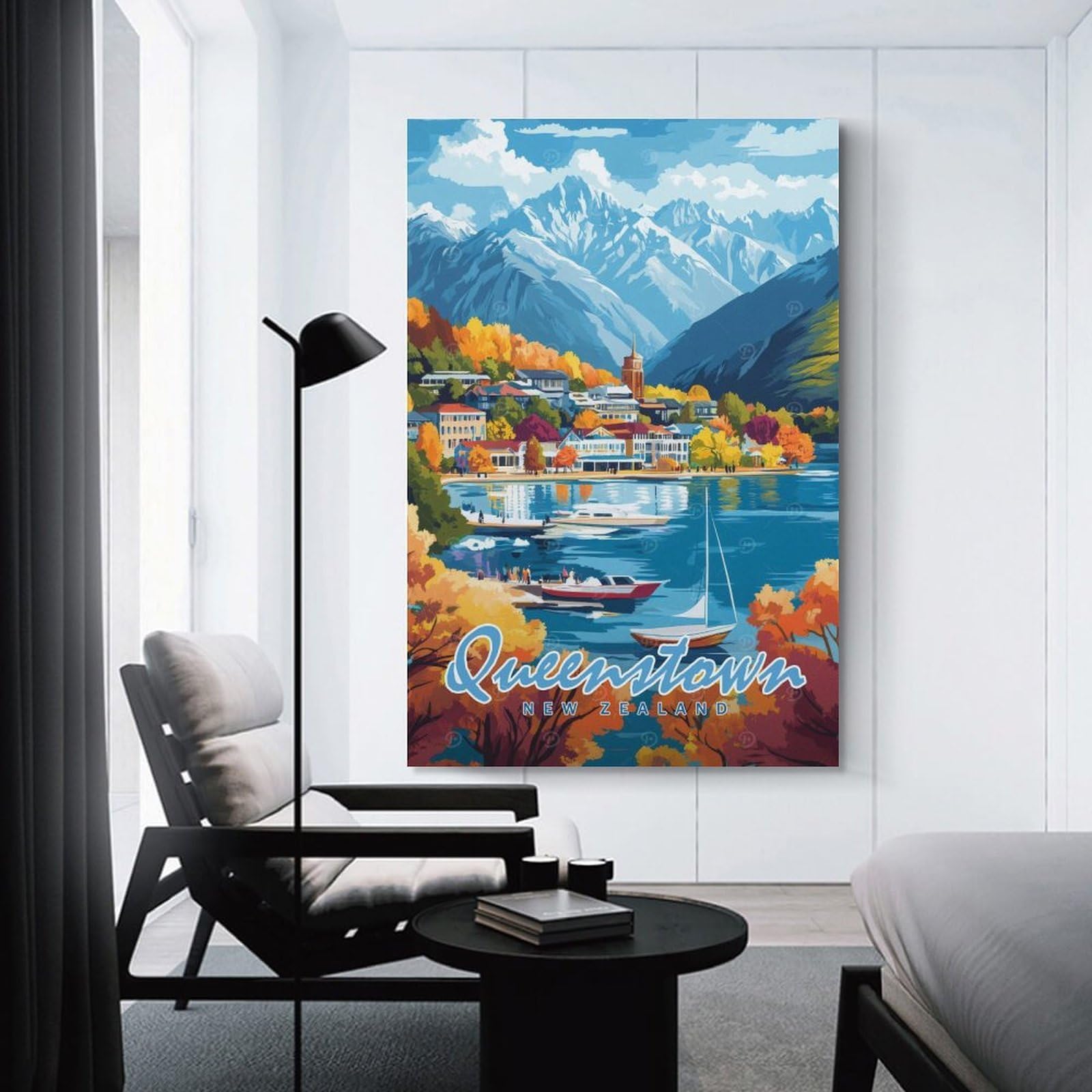 Junmoney Room Decor Wall Art Queenstown, New Zealand, 24x36inch(60x90cm), for Wall Displays, Bedrooms Or Room Updates, An Easy Match for Collected Prints