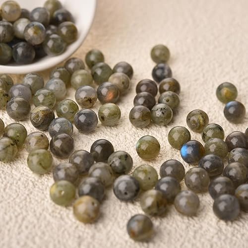 Miniatura 6 de 100 cuentas redondas sueltas de ágata natural de 0.315 pulgadas con agujero para collares, pulseras, aretes, con cordón elástico de cristal gratis