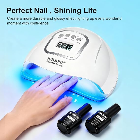 Jodsone U V Led ネイルランプ ベースコートトップコートセット、ネイル用ジェルポリッシュ用ネイルドライヤー 自動センサー&4タイマー付き