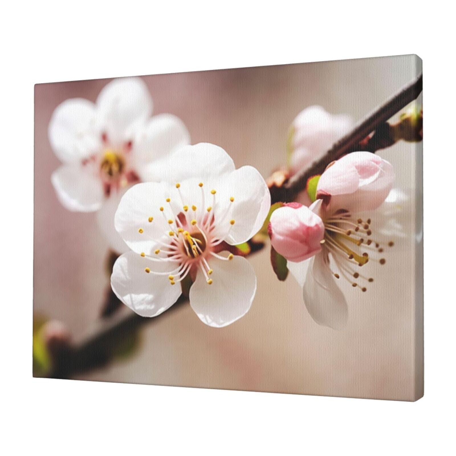 KLOPH Cherry Blossom Canvas Wall Art for Living Room 12"x16" Modern Artwork Painting for Bathroom Hanging Canvas Prints Aesthetic Wallart for Bedroom Kitchen Office Wall Decor