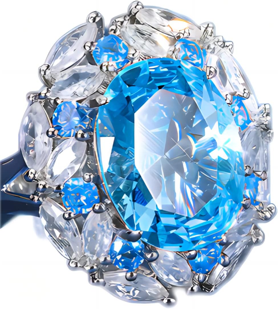 HUARJOGold plated copper base Rings for Woman Sapphire Aquamarine Emerald Gemstone Ring for Women girls Hypoallergenic Elegant Fashionable