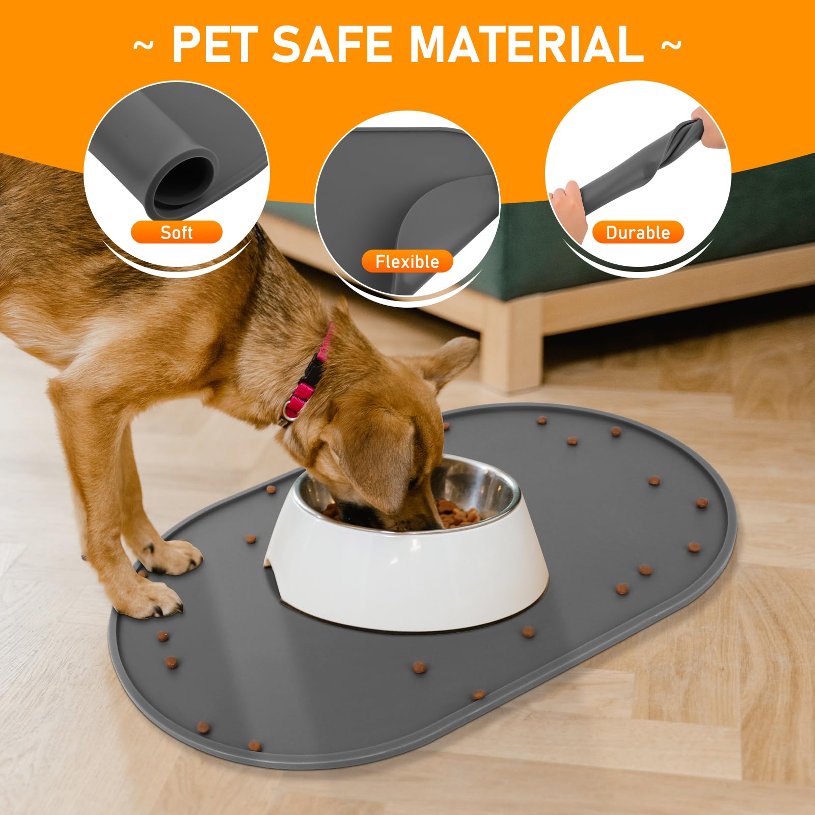 NALALAS Hundematte Für Futter & Wasser – Wasserdicht, Rutschfest, 42x66 Cm, Veganes Leder