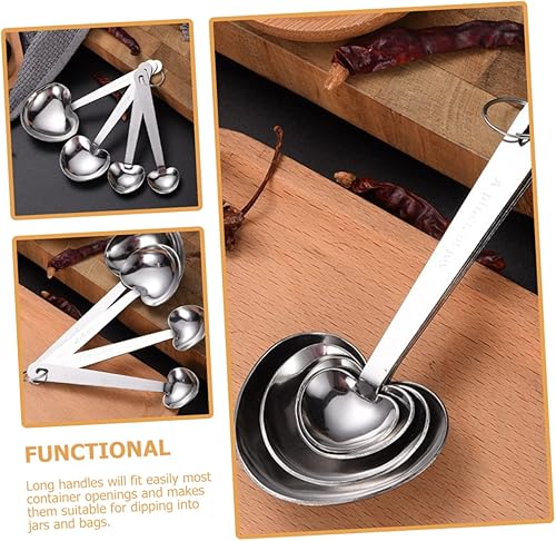 Miniatura 4 de 2 juegos de cucharas y tazas de medición de acero inoxidable en forma de corazón para hornear y cocinar herramientas de medición de cocina para