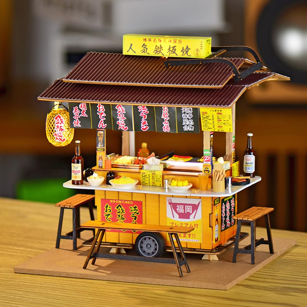 Kit fai da te per casa delle bambole in miniatura, negozio giapponese, casa delle bambole in legno, kit per casa delle bambole con mobili da costruire, giocattolo puzzle per regali creativi