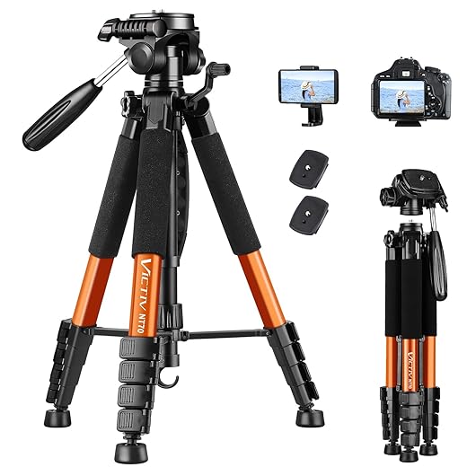 Victiv Tripod 74-Camera-Tripod for Cell Phone, Aluminum Professional Heavy Duty Camera Tripod Stand, Tripod for Camera DSLR SLR with Carry Bag, Compatible with Canon Nikon iPhone