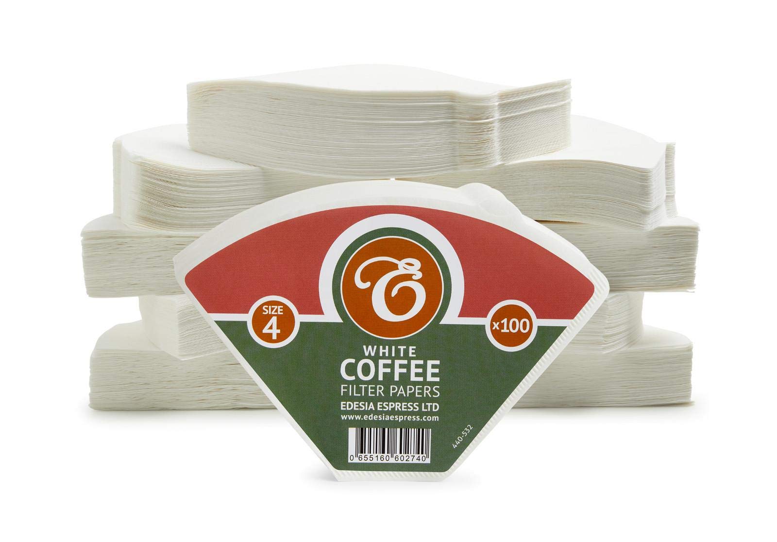 EDESIA ESPRESS – 1000 Cone Coffee Filters in Paper – Coffee Filter No.4 for Manual Coffee Maker, Pour-Over and Gentle Brewing – Size 4 White