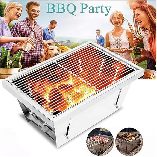 Miniatura 8 de SEHOMY Parrillas portátiles de carbón de 14.3 pulgadas, parrilla plegable para barbacoa de acero inoxidable, barbacoa al aire libre para senderismo,