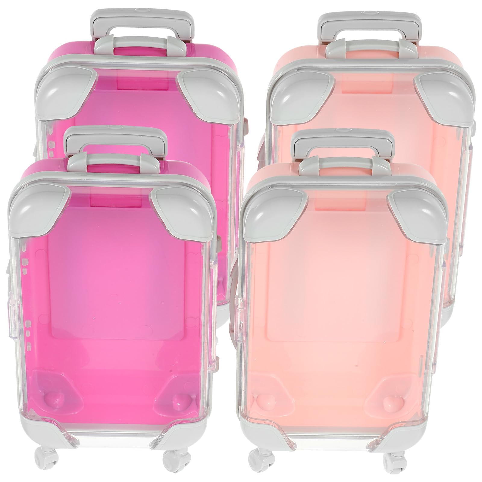 Beavorty 4 Stück Kleiner Kosmetikkoffer aus Kunststoff Tragbarer Make Up Organizer mit Griff Kleiner Beauty Case für Reisen Damen Reise Kulturbeutel Rosa Pink