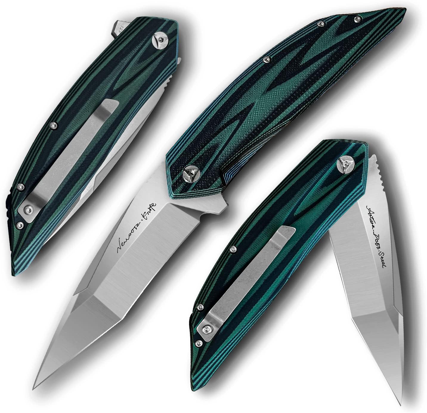 outdoor folding pocket knife, 5-inch dc53 steel band clip knife, pad lock, camping hunting knife, suitable for fishing survival folding knife