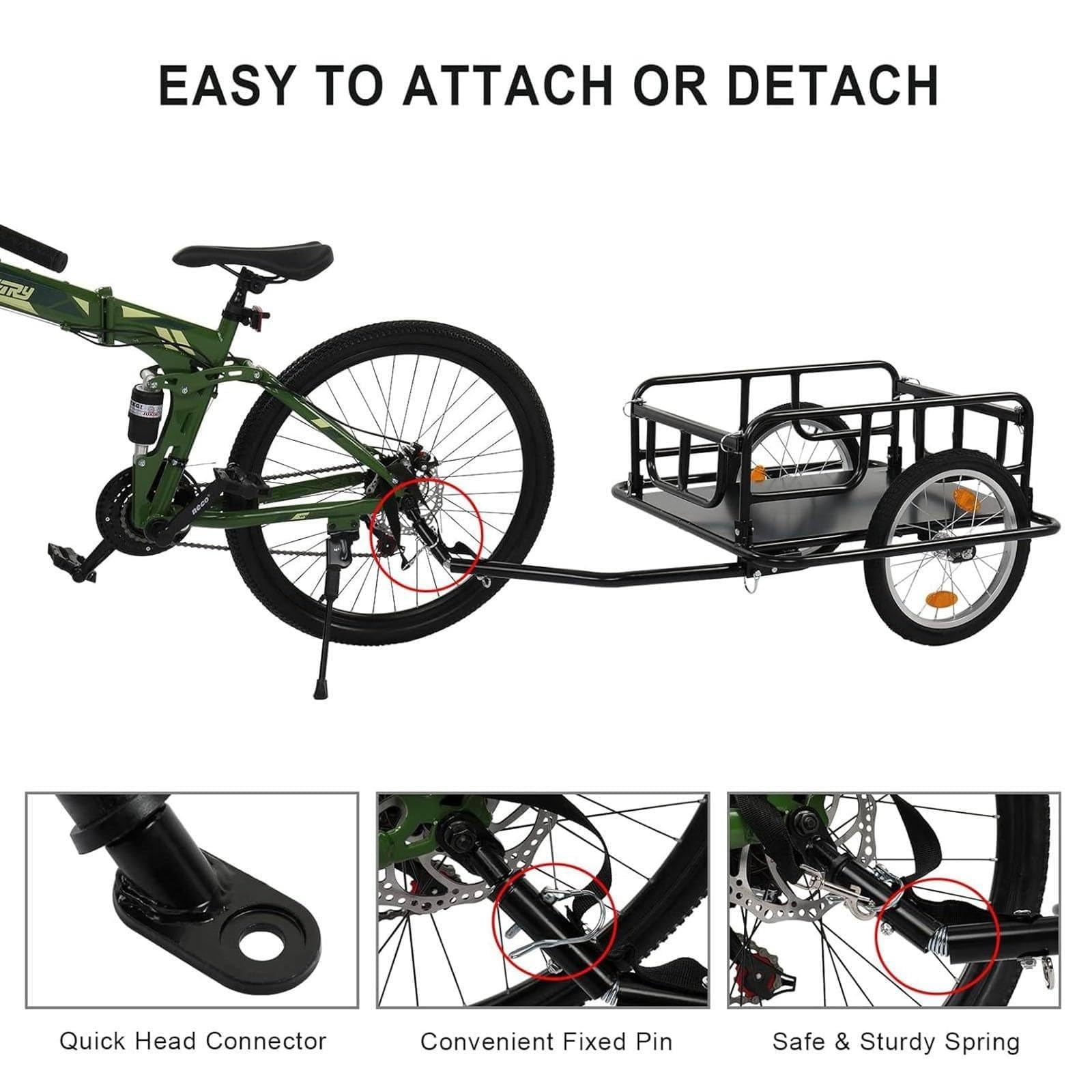 Remolque de carga universal para bicicleta con diseño plegable, resistente para transporte de alta capacidad, ideal para aventuras al aire libre y viajes diarios