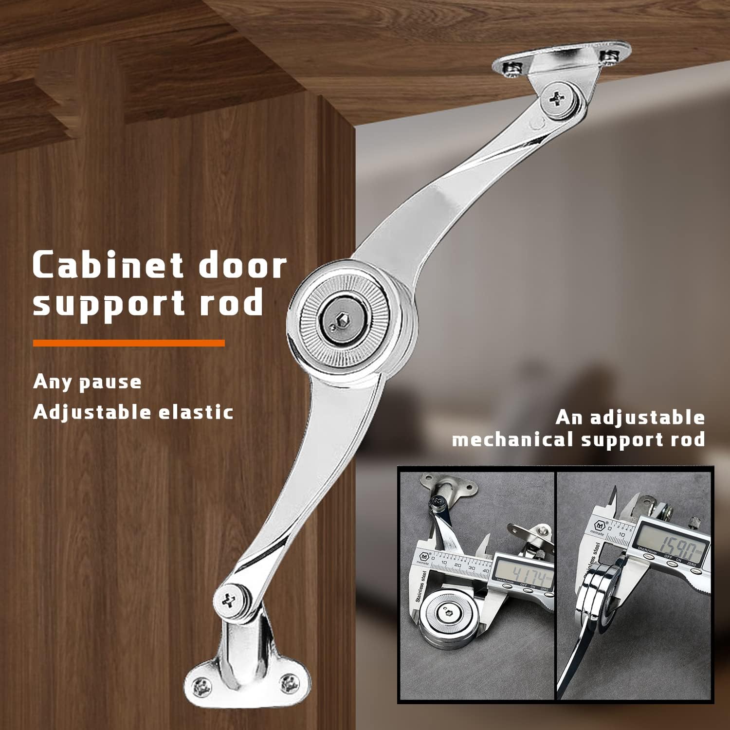 4 Pcs Heavy Duty Soft Close Lid Support Hinges - Adjustable Metal Lift-Up Cabinet Door Hinges for Toy Box, Right/Left Hand Mount, Zinc Alloy, Satin Nickel Finish, Includes Allen Wrench & Screws