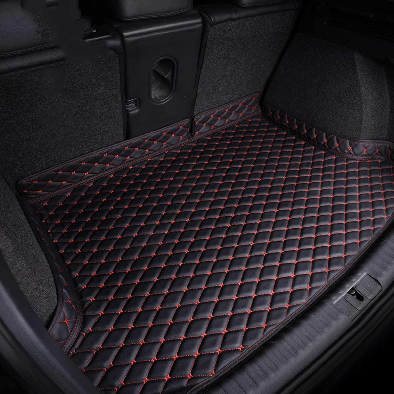 Tryagat Car Boot Mat for Seat Ateca FR Facelift/Cupra Ateca 2017-2024, Custom Fit Cargo Liner, Premium All Weather Protection Pad Waterproof Auto parts,Black-Red