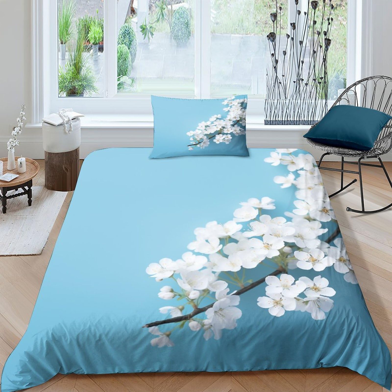 Housses de couettes microfibre IOFEER bleues literie saine et douce