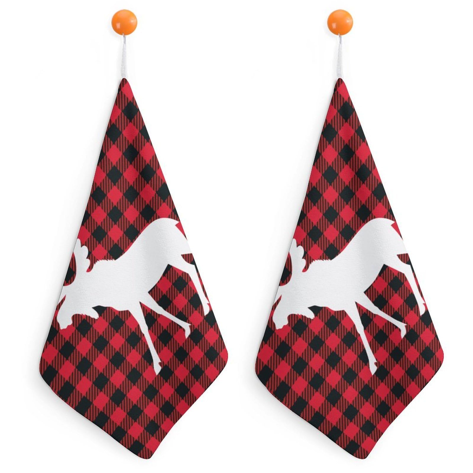 CGSBNGHA Moose Buffalo Plaid Hand Towel Hanging Face Towels Cleaning Cloths Handkerchief for Bathroom Kitchen