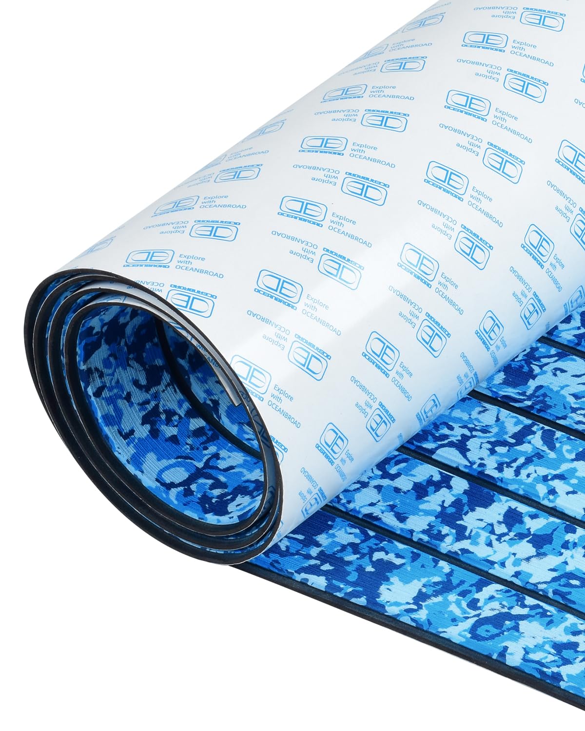 OCEANBROAD Camo Boat Flooring Self-Adhesive Backing Camouflage Decking 96''x45.6''/36''/28.8''/16.8'', 48''x16.8'' EVA Foam Self-Adhesive Non-Slip Marine Sheet for Boats Helm Pad RV Floor