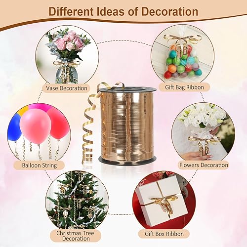 Miniatura 9 de OMISELIO Cinta rizadora morada, cinta morada de 500 yardas, cinta rizadora metálica brillante para envolver regalos, cinta de globos, cuerda de