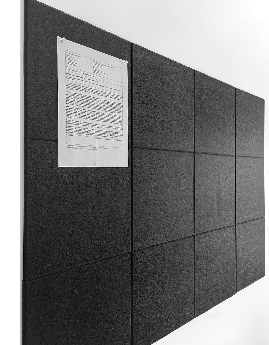 DECORETTA Cork Board Alternative - Felt Wall Tiles with Safe Removable Adhesive Tabs, Cork Boards for Walls Notice Board for Home Office and Classroom Pin Board Tack Board - Black — image 1