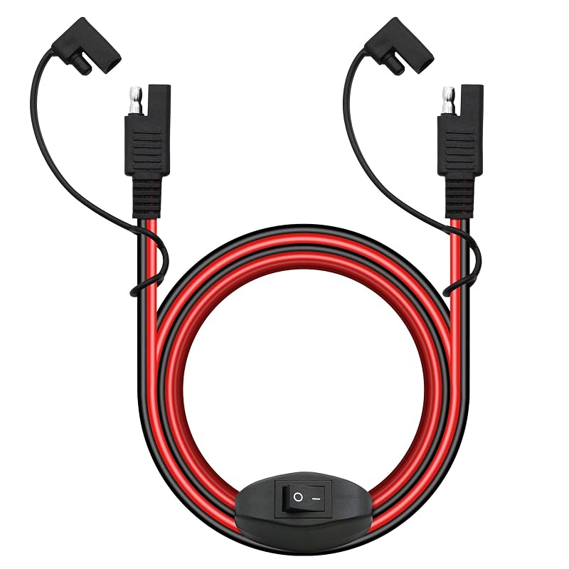 Cabo Adaptador YACSEJAO SAE para SAE 12 V com Conector de Engate Rápido, Interruptor Liga/Desliga e Garras, 16 AWG, 2 m