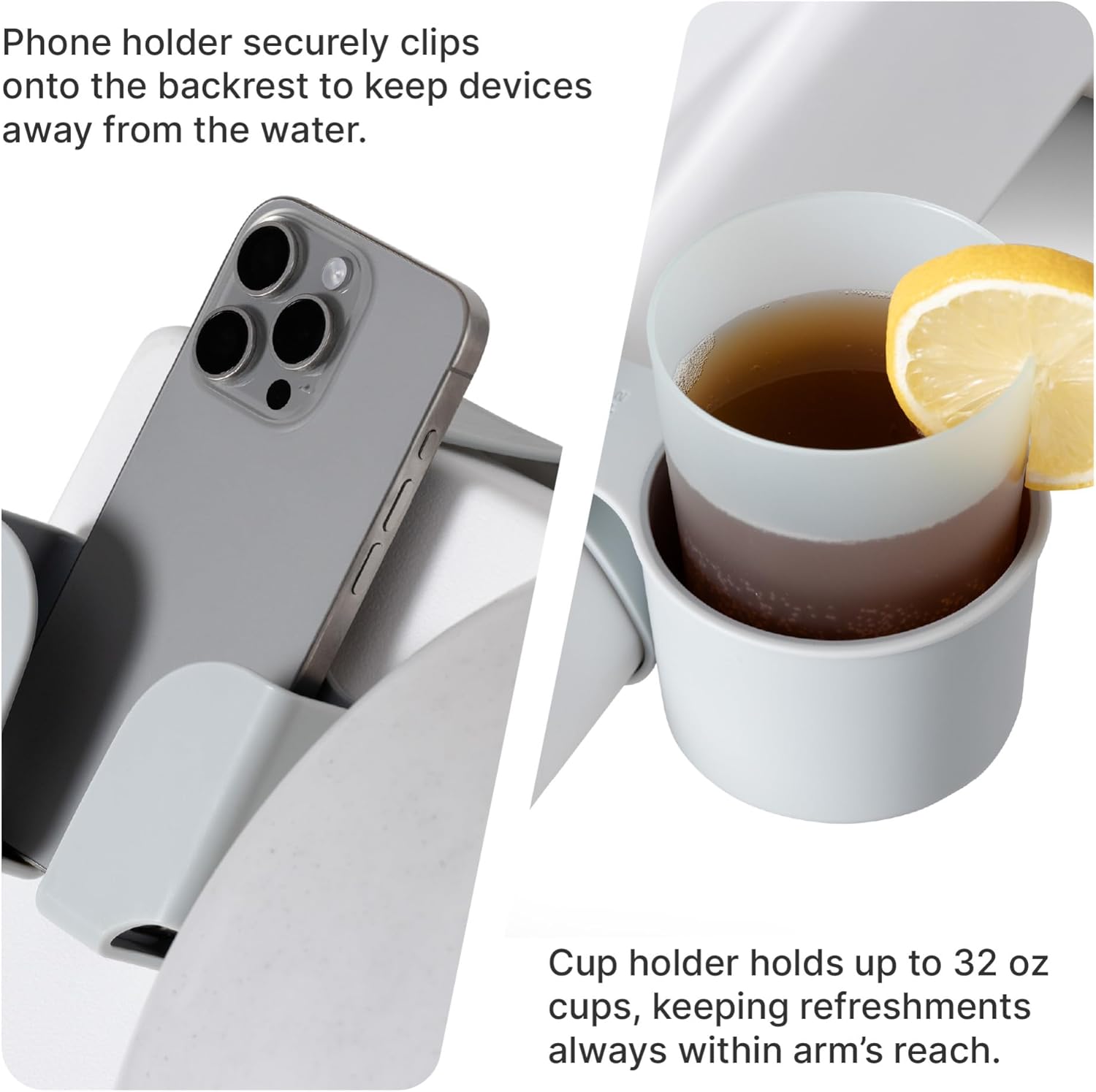 Step2 Vero Pool Lounger 3-Piece Accessories Set, Pillow, Cup Holder, Phone Mount, Compatible with Vero Collection, Blue