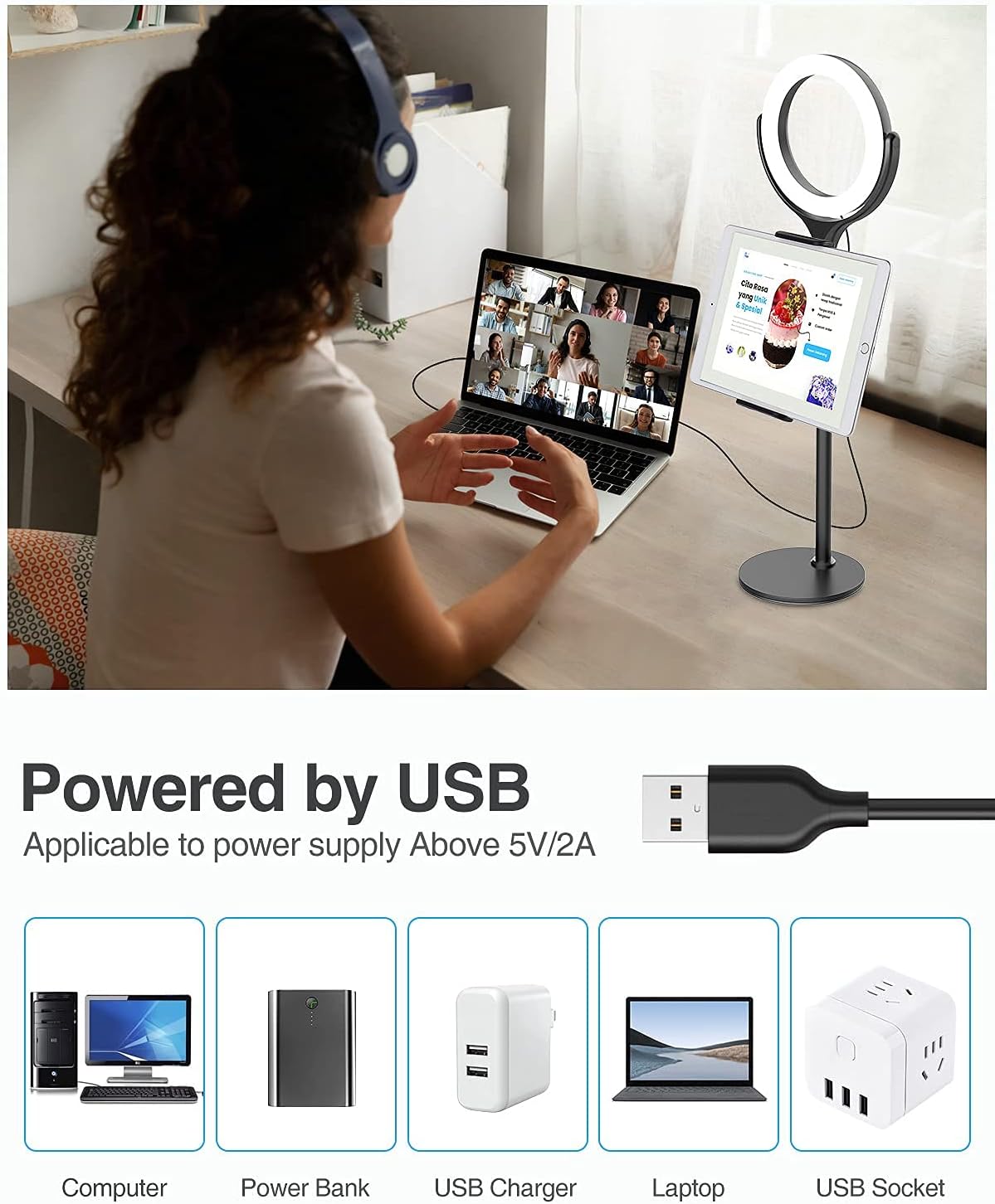 Exclusive Discount 80% Offer Elitehood iPad Stand with Ring Light for Online Video Conference, 3 Colors & 10 Brightness Computer Ring Light, Adjustable Desktop iPad Holder Stand for iPad Pro 12.9 11 Air Mini and 4-13’’ Tablet Limited Stock Elitehood iPad Stand with Ring Light for Online Video Conference, 3 Colors & 10 Brightness Computer Ring Light, Adjustable Desktop iPad Holder Stand for iPad Pro 12.9 11 Air Mini and 4-13’’ Tablet