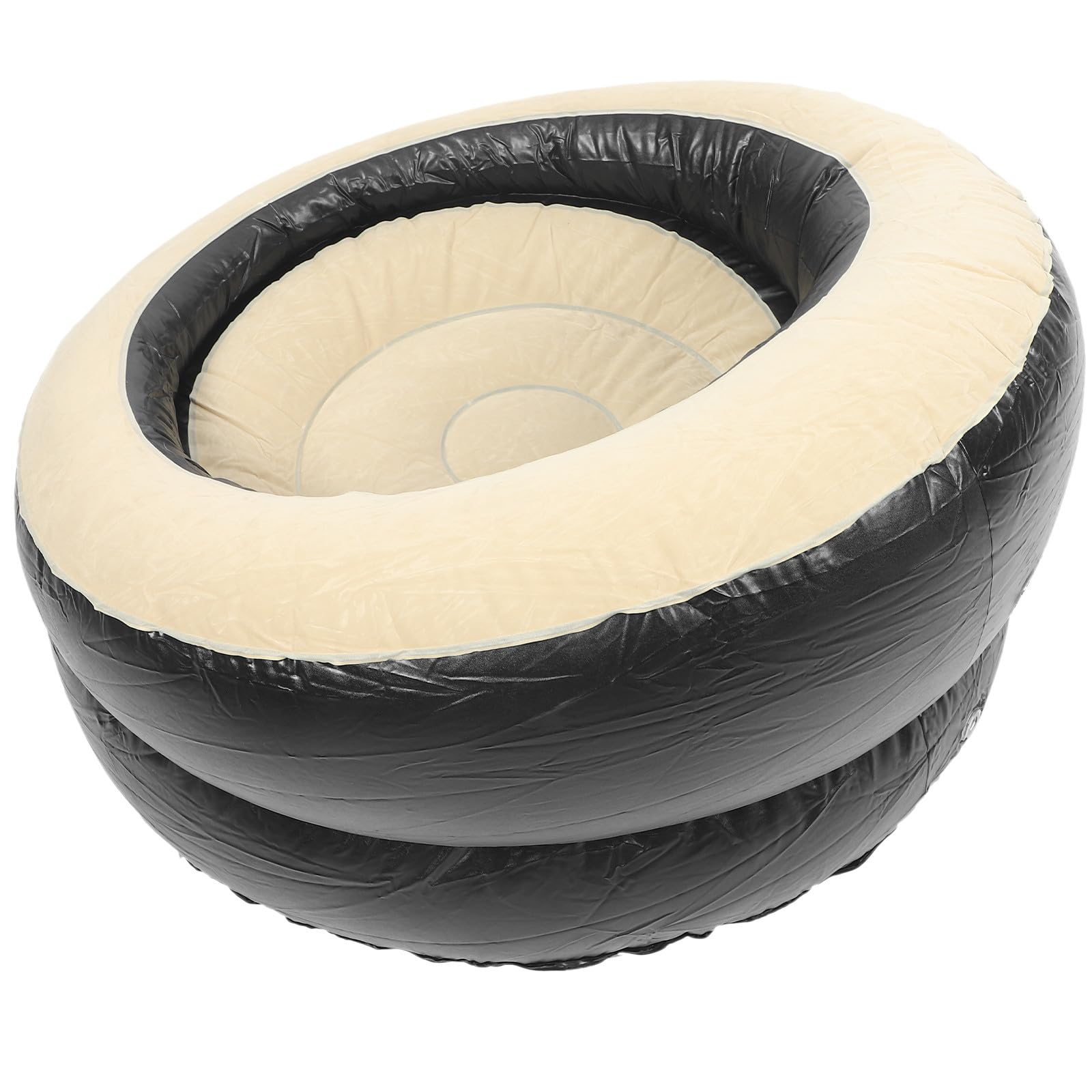 Homoyoyo Divano Gonfiabile Portatile in PVC Beige Poltrona Pieghevole Compatta per Casa e Campeggio Divano Letto ad Aria Comodo e Resistente per Interni ed Esterni