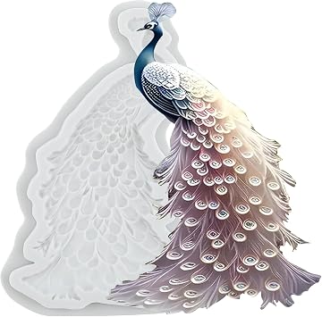 Lingzhi Peacock Fondant Silicone Molds for Cake Decoration Cupcake Topper Chocolate Candy Sugar Gum Paste Polymer Clay