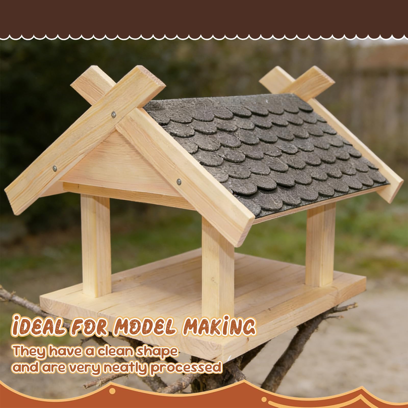 32 Piezas Tejas de Fieltro para Pajarera, Fieltro Autoadhesivo para Tejas, Mini Teja para Techos Autoadhesivas, Teja para Casa Pajaros Exterior Autoadhesivas, para Pajareras, Conejos, Gris