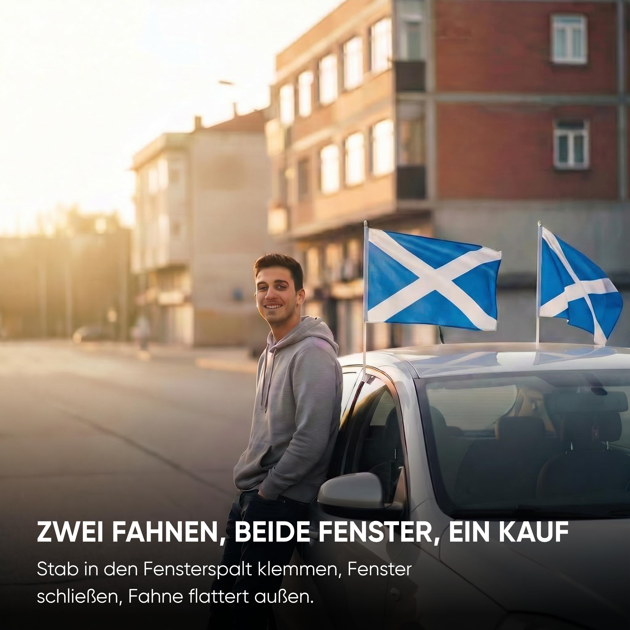2er Set Auto Fahne Schottland - Autofahnen Schottische Flagge 30 x 45 cm, Fußball Fanartikel, WM & EM, Länderflagge Schottland