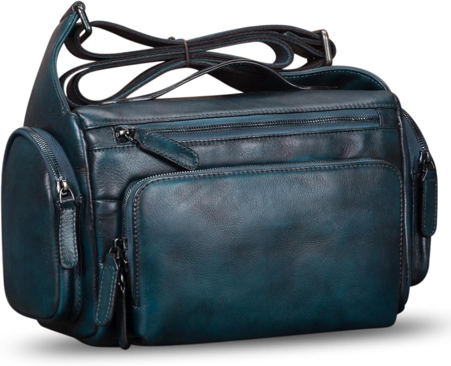 IVTG Genuine Leather Messenger Bag for Men Crossbody Shoulder Pack Satchel Casual Sling Daypack Work Business Daypack - Image 2