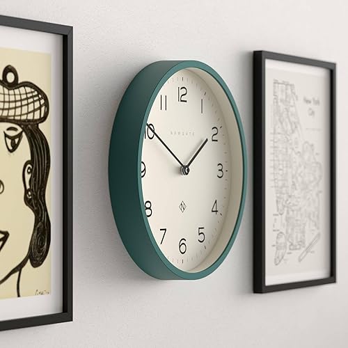Miniatura 5 de NEWGATE Reloj de pared Number Four Echo  Reloj redondo moderno  12 pulgadas  Verde Eden  Números fáciles de leer  Ideal para cocina, sala de estar u