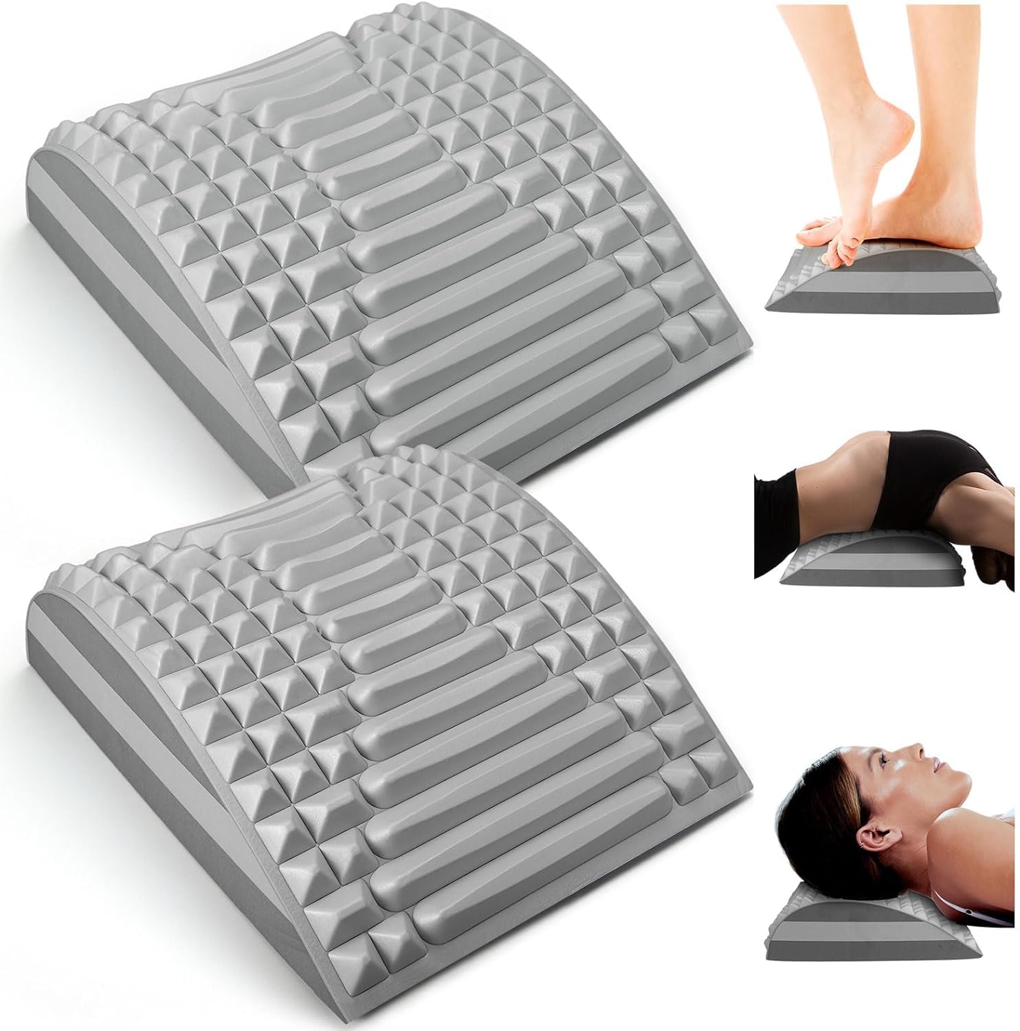 Dandelions Acemend Back Stretcher, Neck and Back Stretcher Posture Corrector Lumbar Stretcher for Lower Back Upper Back and Shoulder Pain Relief, Neck Pain Relief (Grey)