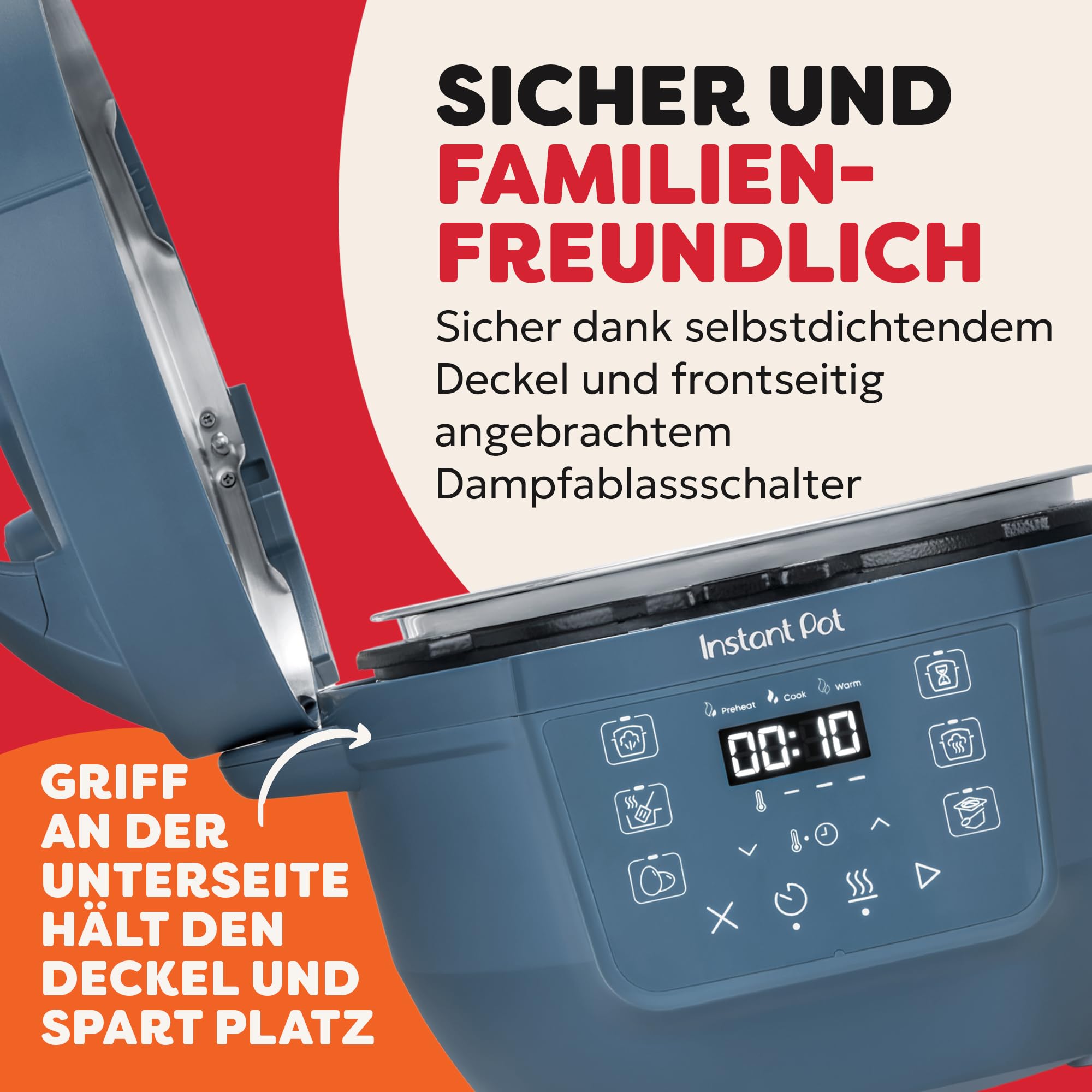 Instant Pot Multikocher, 3.8L 7-in-1 Smart Cooker - Schnellkochtopf, Schongarer, Reiskocher, Sautierpfanne, Joghurtbereiter, Dampfgarer und Speisewärmer, Tagtraum Blau