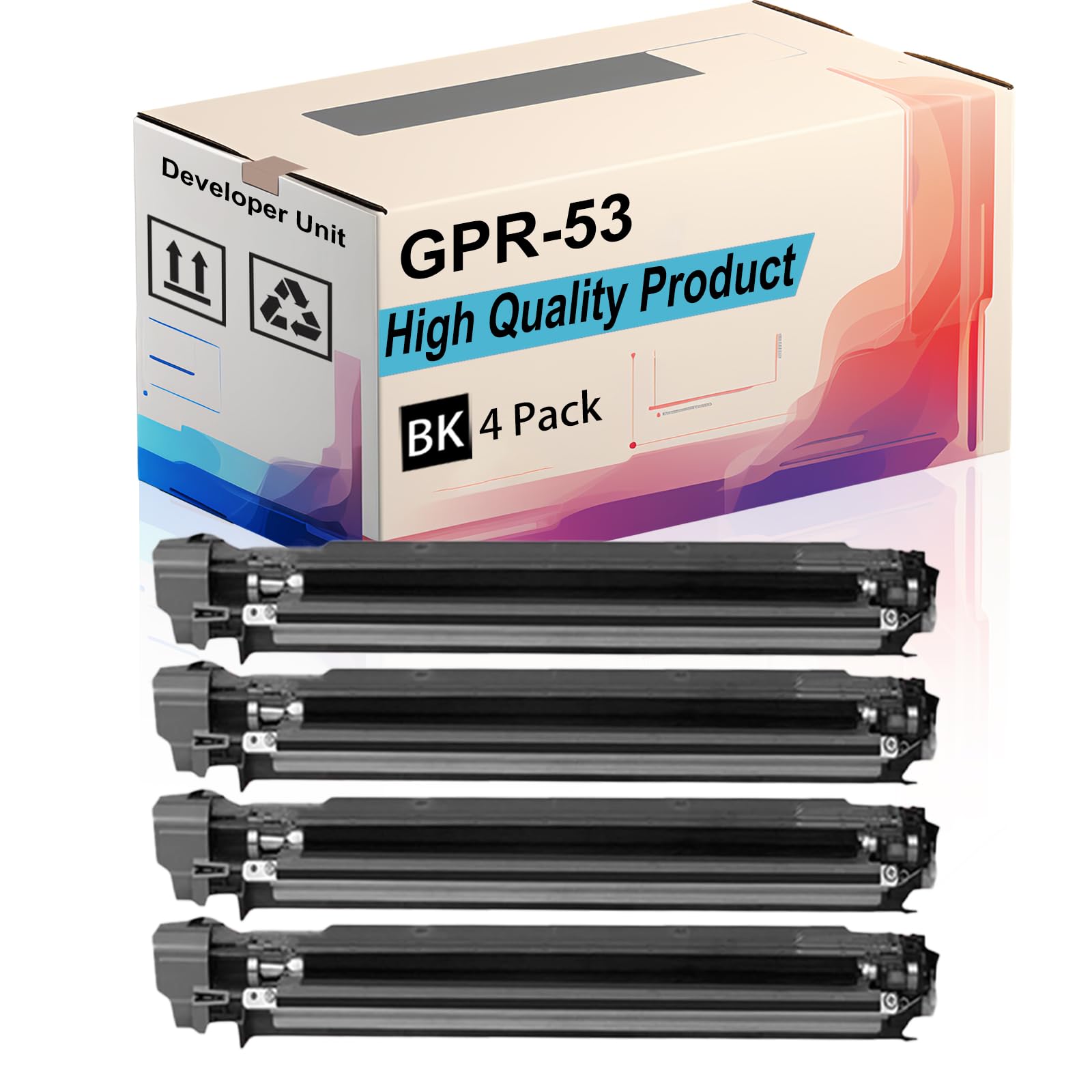 GPR-53 Developer Unit Compatible for Canon ImageRUNNER Advance C3325i C3330i C3525i C3530i DX C3720i C3725i C3730i Printers, High Yield 150000 Pages, Print More Pages (4 Pack Black)