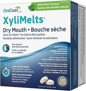 OraCoat XyliMelts Dry Mouth Stick-On Melts, Mild Mint, 160 Count For Dry Mouth Relief