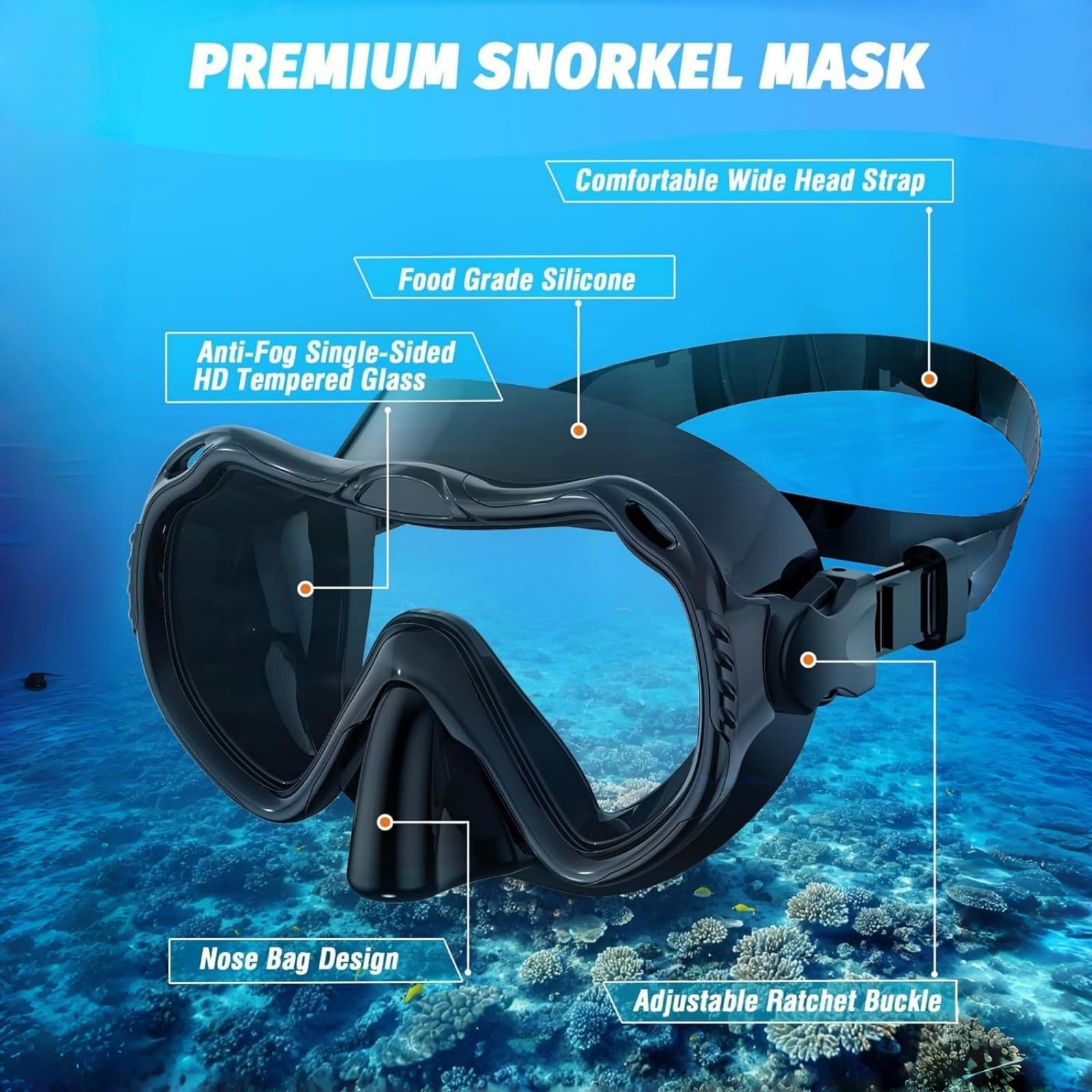 Juego de esnórquel con tubo y gafas de buceo, seco para buceo y snorkeling, cristal templado unisex para adultos