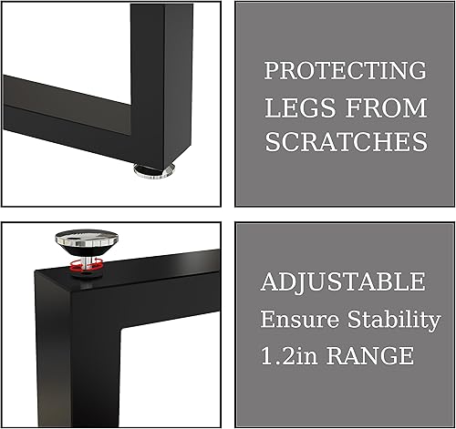 Miniatura 5 de DR.IRON Patas de escritorio de metal de 28 pulgadas de alto x 24 pulgadas de ancho, patas de metal cuadradas resistentes, patas de metal para mesa,