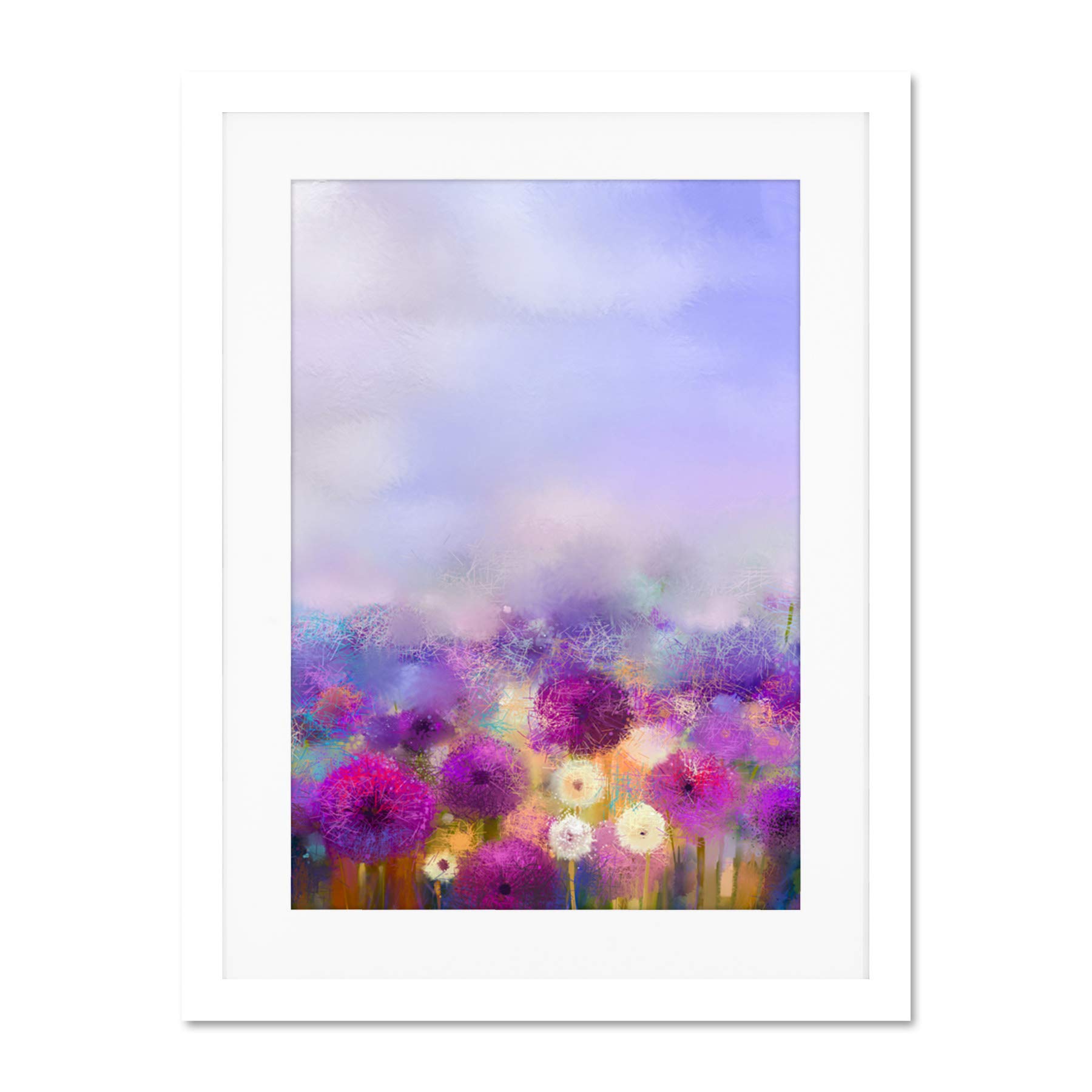 Wee Blue Coo Field of Onion Flowers Large Framed Art Print Wall Poster 18x24 inch