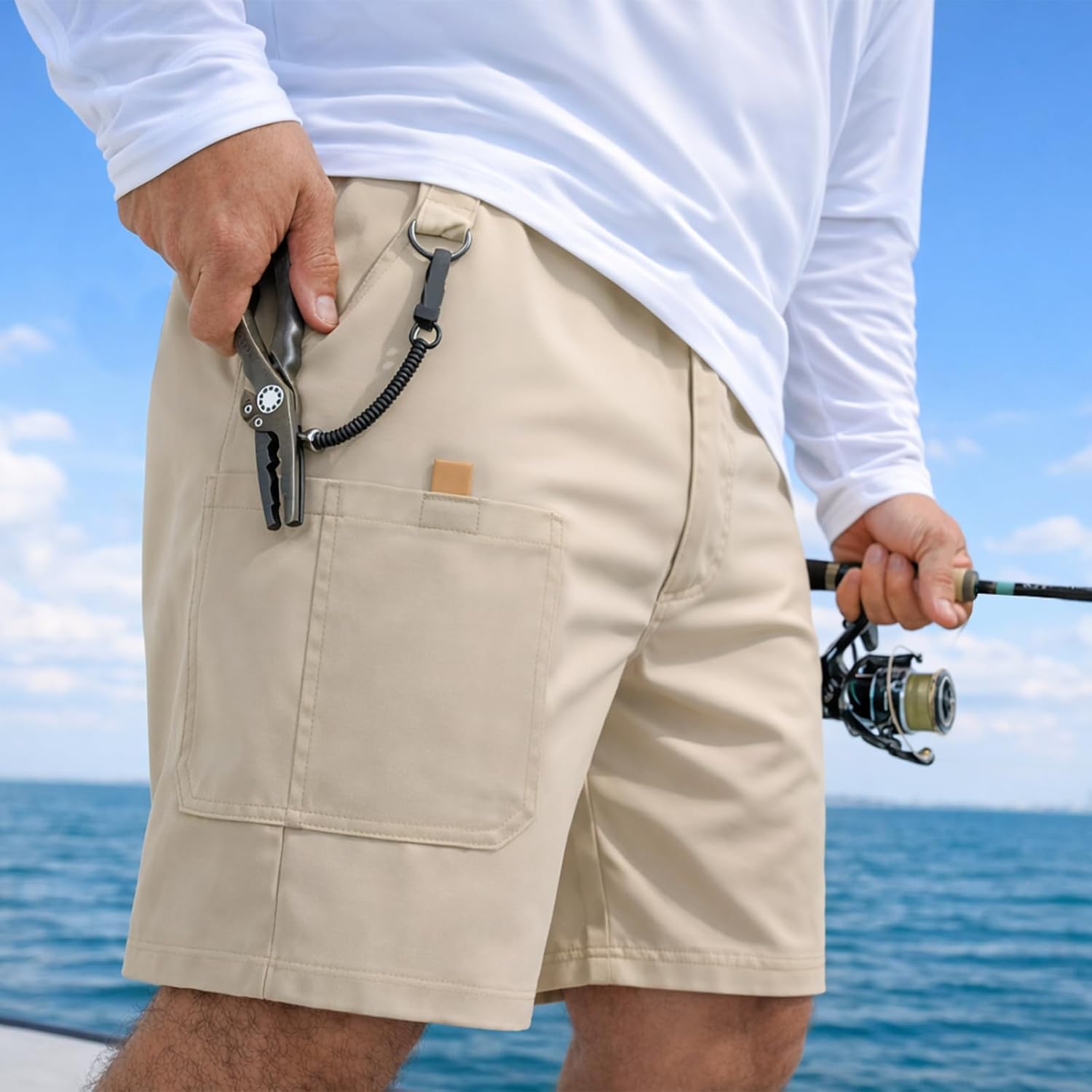 Palmyth Men’s 7" Fishing Shorts with 7 Pockets, Water-Repellent Quick Dry UPF 50+ Shorts with Tool Pockets