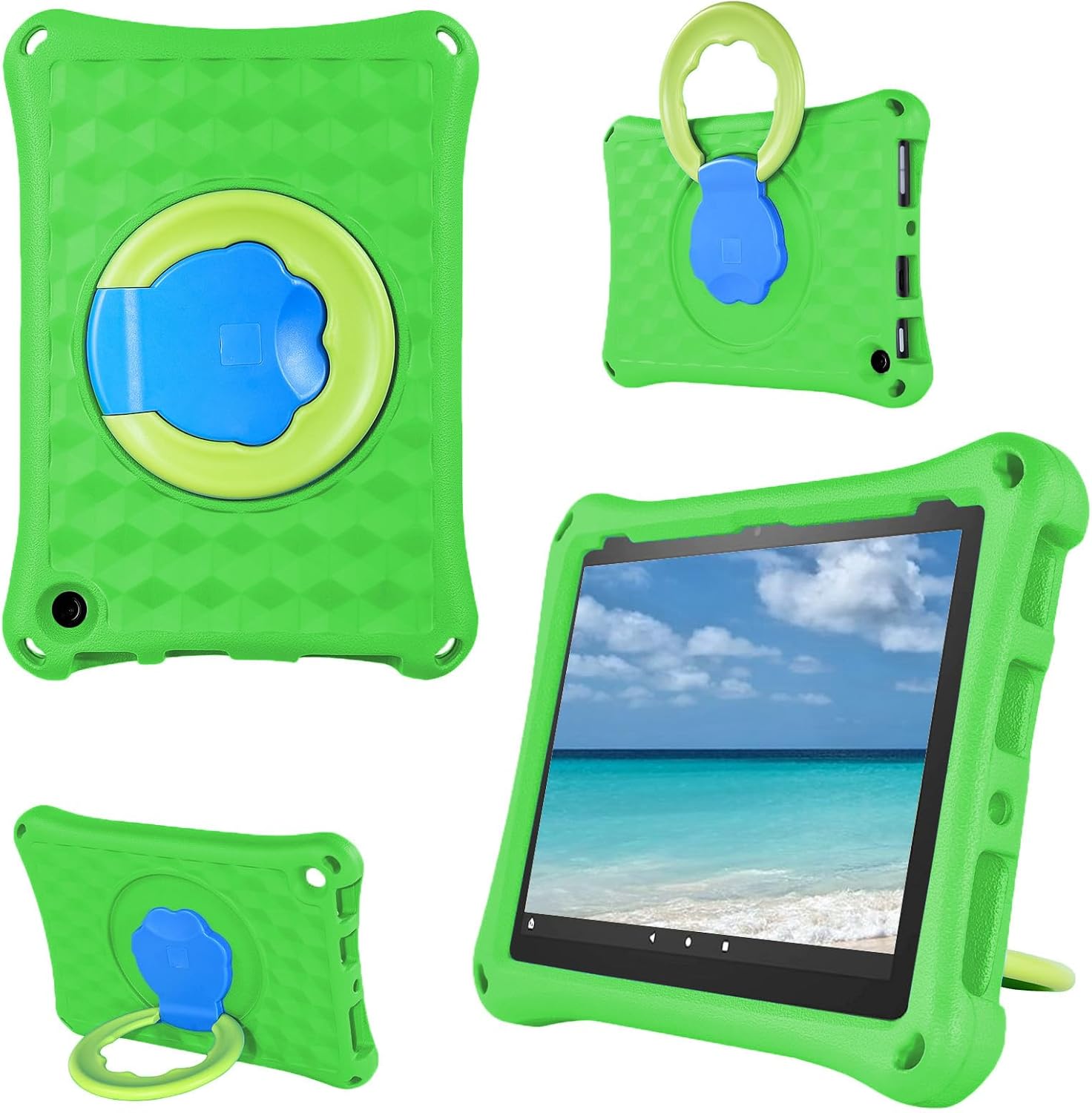 Fire HD 10 Tablet Case for Kids,Light Weight Shock Proof Handle Friendly 360 Rotating Grip Stand Kid-Proof Case (Green) image 2