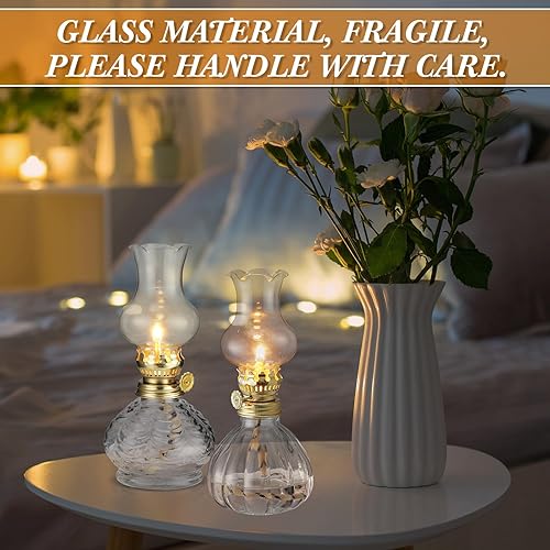 Miniatura 30 de Yexiya 6 lámparas de aceite vintage de vidrio de queroseno, lámpara rústica, cámara de queroseno transparente de aceite, huracán con mecha extra
