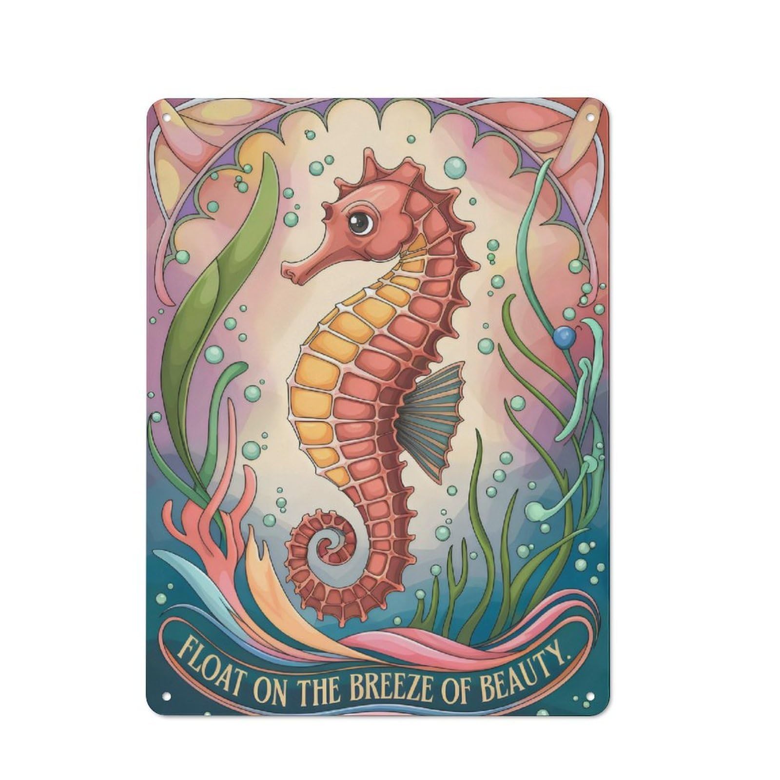Junmoney Seahorse Art Deco For Bar Or Restaurant, Retro Metal Plaque 40X30cm, A Decorative Christmas Gift For Hospitality Decor Collectors