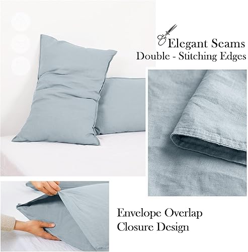 Miniatura 4 de Simple&Opulence - Juego de sábanas de lino 100% lavado, estilo básico, 4 piezas (1 sábana encimera y 1 sábana bajera y 2 fundas de almohada), lino