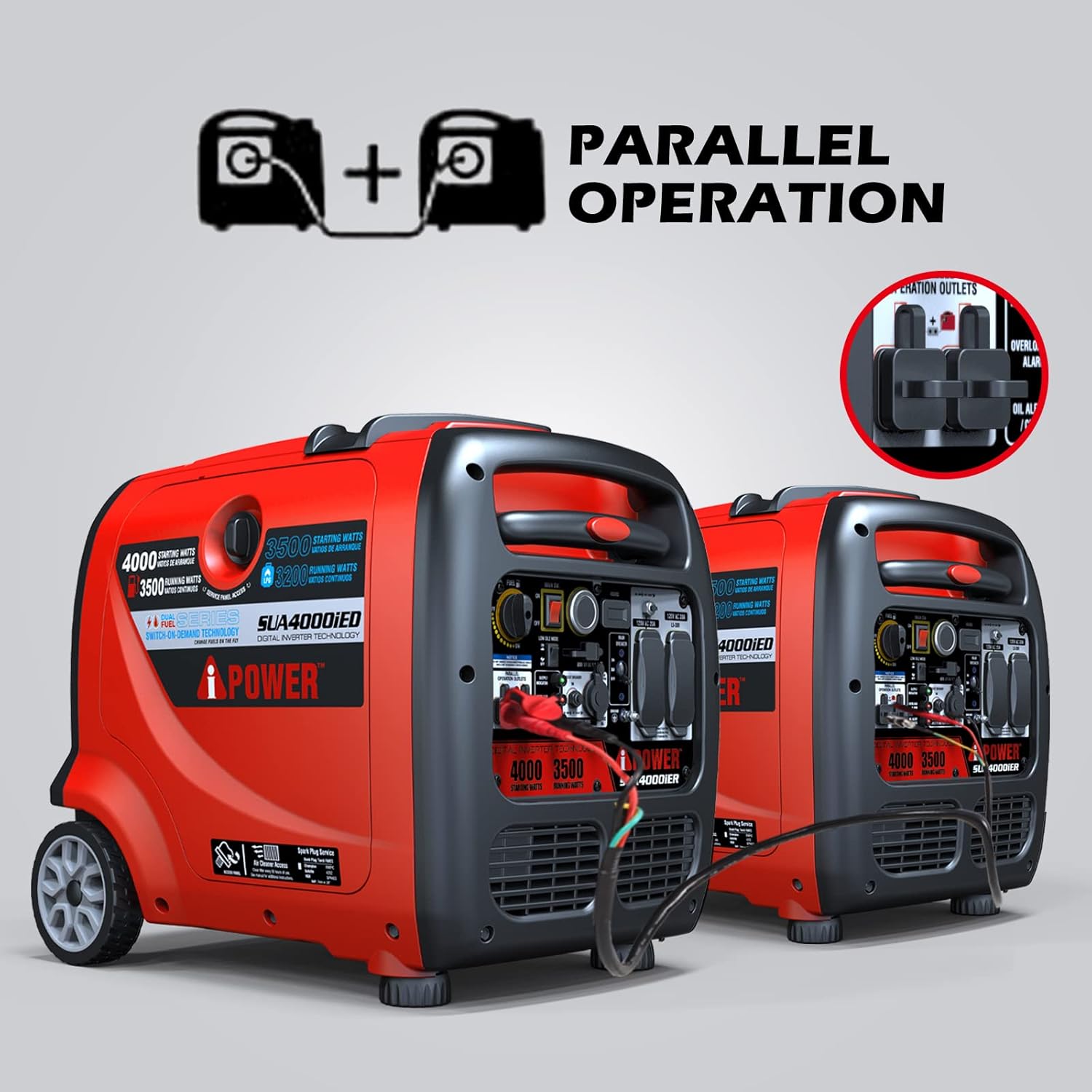 Two A-iPower SUA4000iER generators connected for parallel operation
